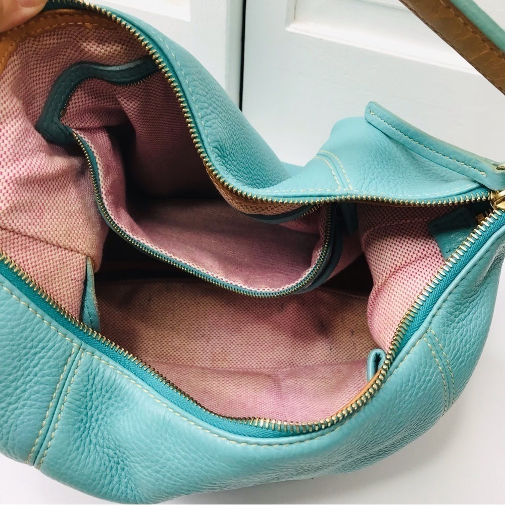 Price is firm DOONEY & BOURKE Turquoise Mini Pocket Sac Shoulder Handbag - Picture 5 of 9